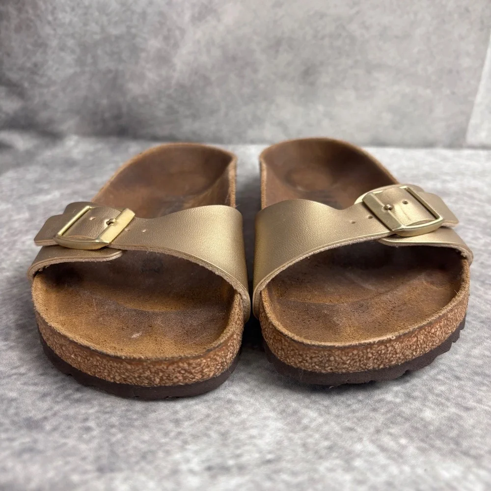 Birkenstock Madrid Single‎ Strap Buckle Sandal in Gold Size EU 38 Ladies 7